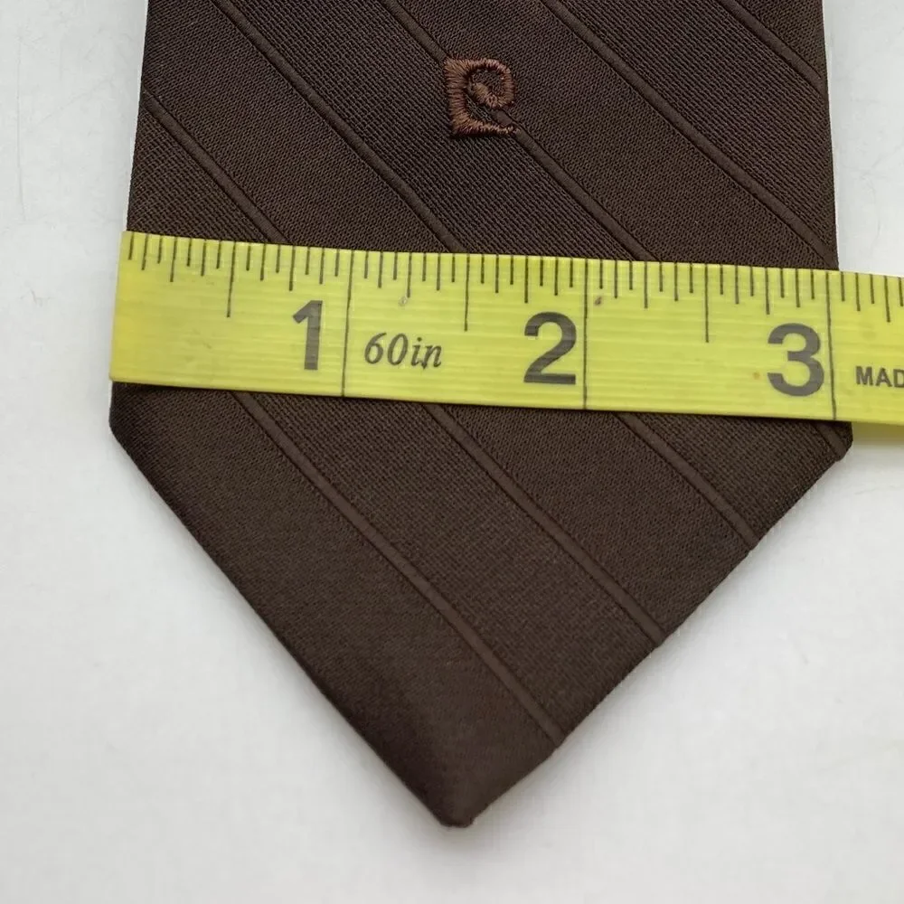 Vintage Pierre Cardin Logo 80s Dark Chocolate Neck Tie 57”